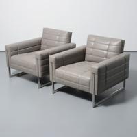 Pair of Douglas Levine ADIL Leather Lounge Chairs - Sold for $3,840 on 05-24-2025 (Lot 329).jpg